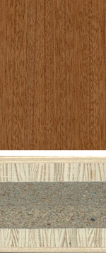 Holzmuster: Stäbchensperrholz mit akustisch wirksamer Mittellage