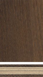 Holzmuster: Verbundplatte mit thermisch behandelter Decklage